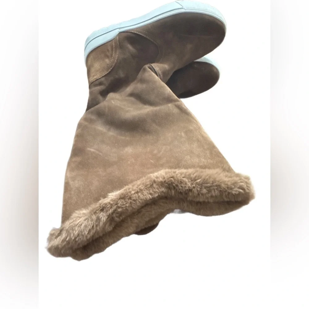 NEW J/Slides Selene Boots, Waterproof Leather, Taupe Size 7.5 Faux Fur Lined